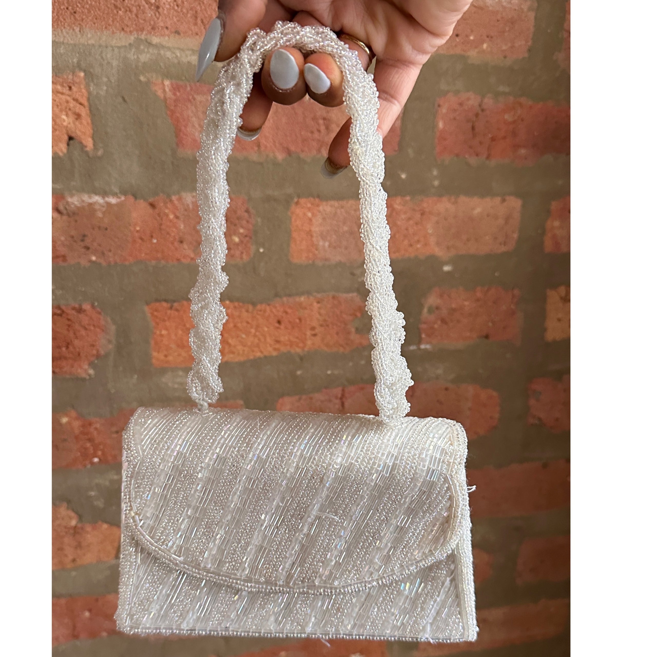 White sequin purse 2025
